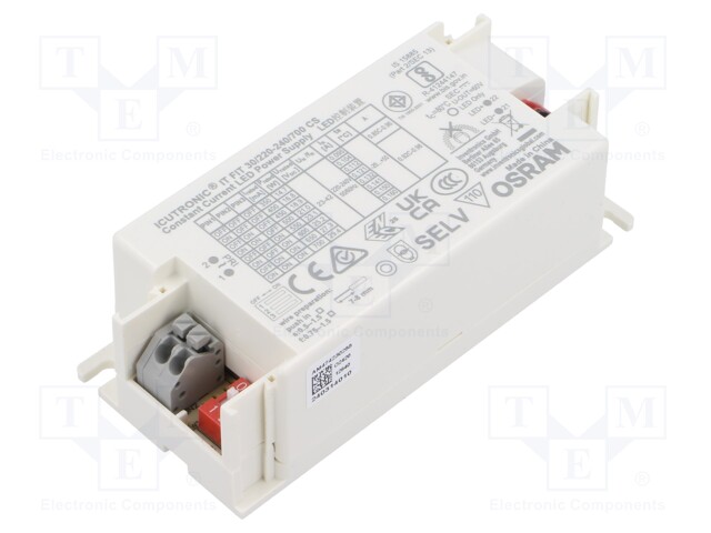 Power supply: switched-mode; LED; 29.4W; 23÷42VDC; 350÷700mA; IP20