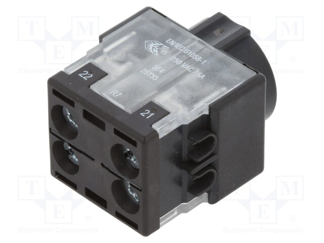 Contact Block, 5 A, 250 V, 2 Pole, 61 Series, Screw