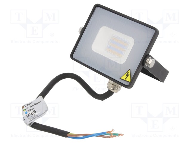 Lamp: LED flood light; 4000K; IP65; Body: black; 10W; 220/240VAC