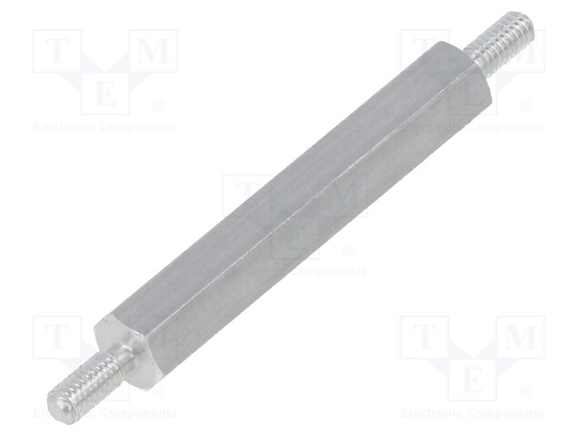 Screwed spacer sleeve; 30mm; Ext.thread: M2,5; hexagonal