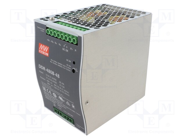 Power supply: DC/DC; 480W; 48VDC; 10A; 16.8÷33.6VDC; Mounting: DIN