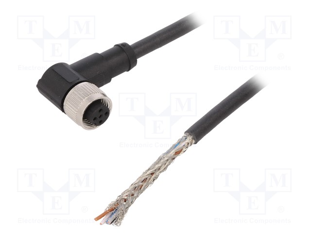 Connection lead; M12; PIN: 5; angled; 5m; plug; 60VAC; 4A; -25÷80°C