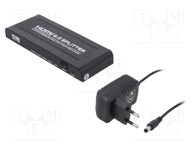 Splitter; HDMI 2.0; Colour: black; Input: DC socket,HDMI socket