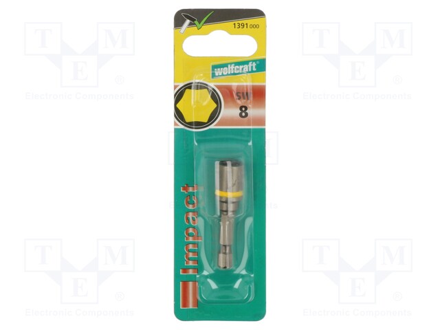 Screwdriver bit; HEX 8mm; 1/4" (E6,3mm); 50mm; Bit: hex socket