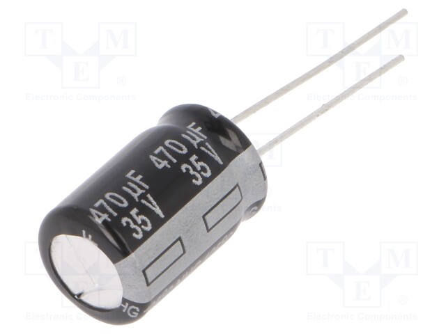 Electrolytic Capacitor, 470 µF, 35 V, NHG Series, ± 20%, Radial Leaded, 1000 hours @ 105°C