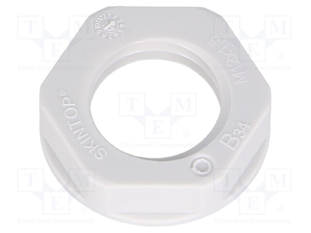 Nut; M12; polyamide; UL94V-2; 17mm; light grey; -20÷100°C