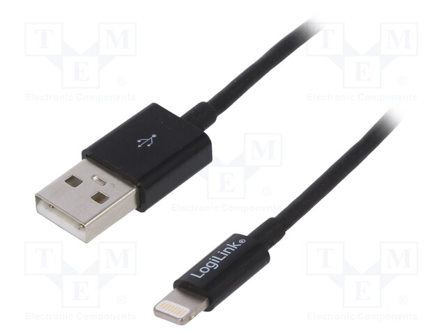 Cable; USB 2.0; USB A plug,Apple Lightning plug; 1m; black