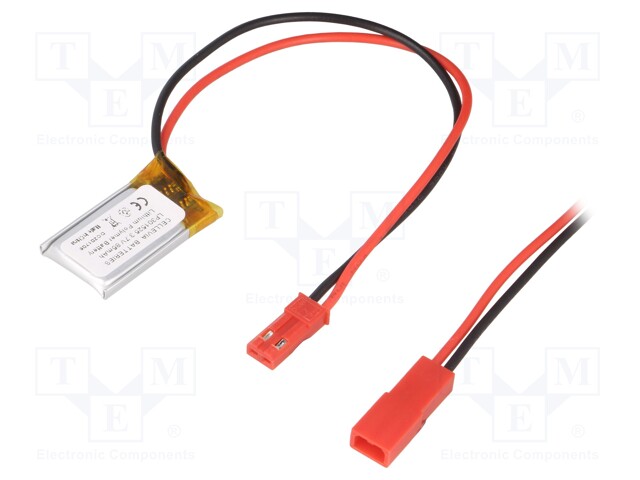 Re-battery: Li-Po; 3.7V; 85mAh; Leads: cables; 3x15x25mm