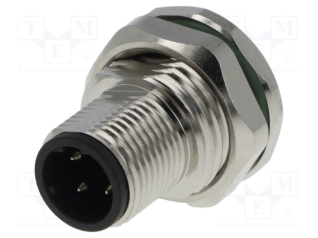 Socket; M12; PIN: 4; male; D code-Ethernet; THT; IP65/IP67; straight