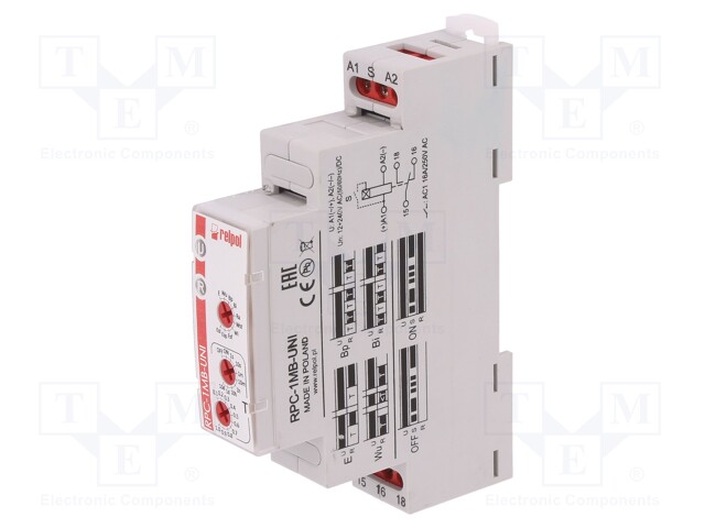 Timer; 1s÷10days; SPDT; 24VDC/16A,250VAC/16A; 12÷240VAC; DIN; IP20