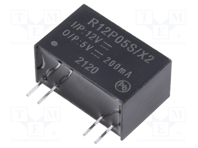 Converter: DC/DC; 1W; Uin: 10.8÷13.2V; Uout: 5VDC; Iout: 200mA; SIP7