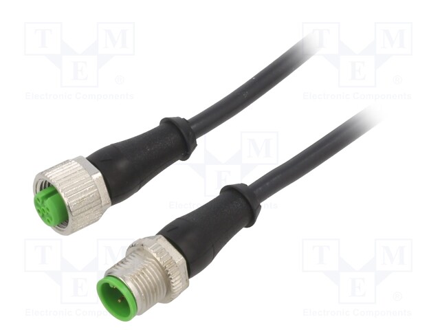 Connection lead; M12; PIN: 4; 5m; 4A; Series: 7000; Colour: black