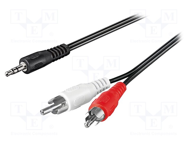 Cable; RCA plug x2,Jack 3.5mm 3pin plug; 1.5m; Colour: black