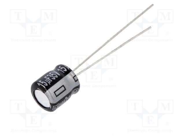 Capacitor: electrolytic; THT; 15uF; 35VDC; 2.5mm; ±20%; 1000h; 50mA