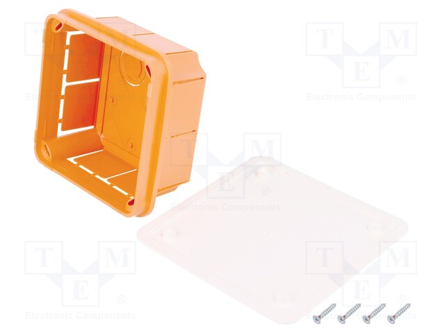 Enclosure: back box; X: 92mm; Y: 92mm; Z: 45mm; plaster embedded