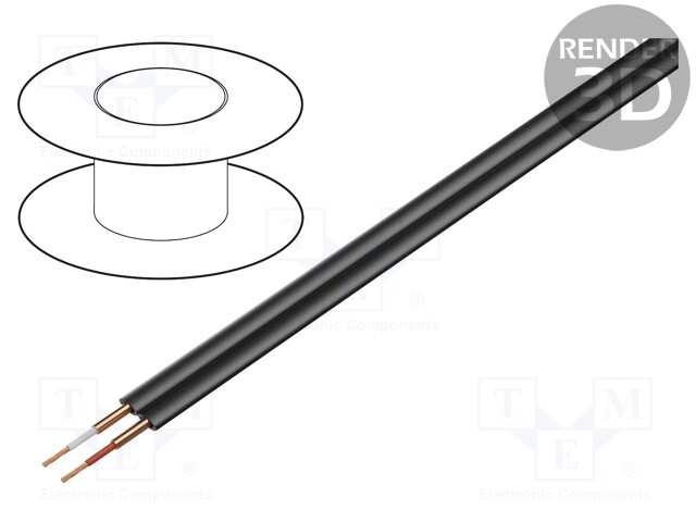 Wire: microphone cable; 2x0,12mm2; black; OFC; PVC; -15÷70°C; 100m