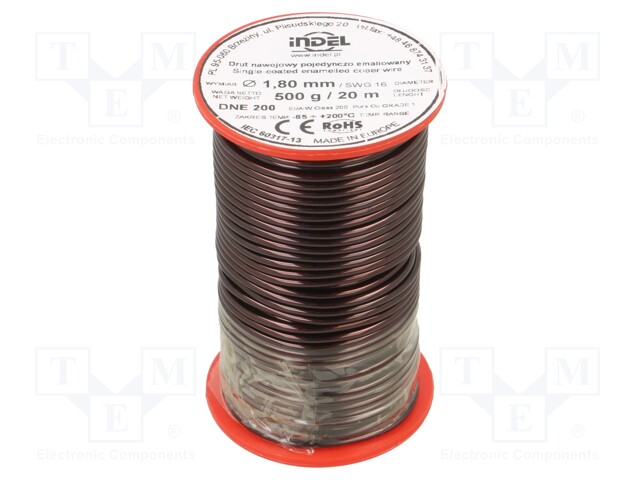 Coil wire; single coated enamelled; 1.8mm; 500g; -65÷200°C