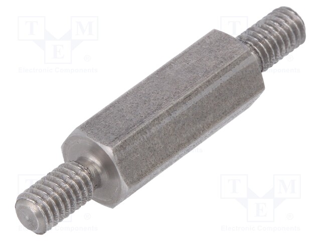 Screwed spacer sleeve; 18mm; Ext.thread: M4; hexagonal