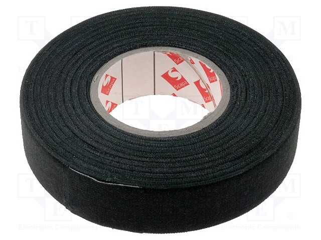 Tape: fixing; W: 19mm; L: 25m; D: 0.25mm; black; rubber; rayon