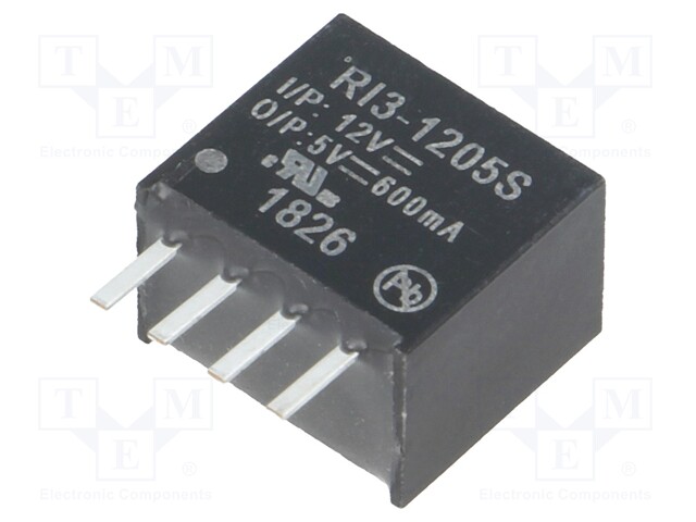 Converter: DC/DC; 3W; Uin: 10.8÷13.2V; Uout: 5VDC; Iout: 600mA; SIP4