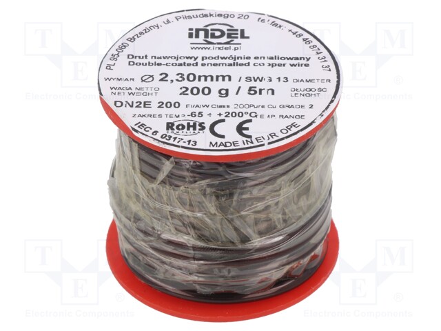 Coil wire; double coated enamelled; 2.3mm; 200g; -65÷200°C