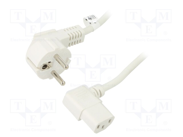 Cable; CEE 7/7 (E/F) plug angled,IEC C13 female 90°; PVC; 1.5m