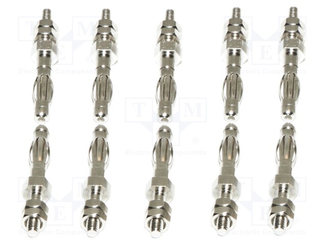 Plug; 4mm banana; 36A; nickel plated; screw,M3 screw; Mat: brass