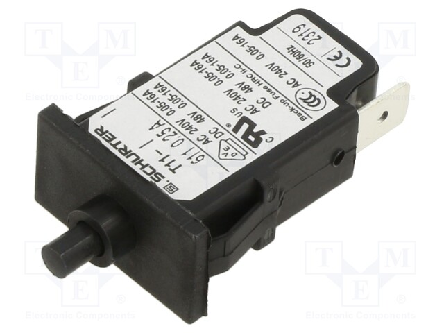 Circuit breaker; Urated: 240VAC; 48VDC; 0.25A; SPST; Poles: 1