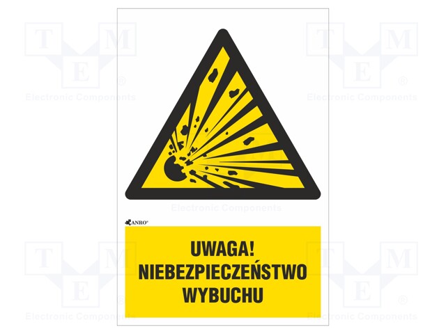 Safety sign; warning; Mat: self-adhesive folie; W: 200mm; H: 300mm