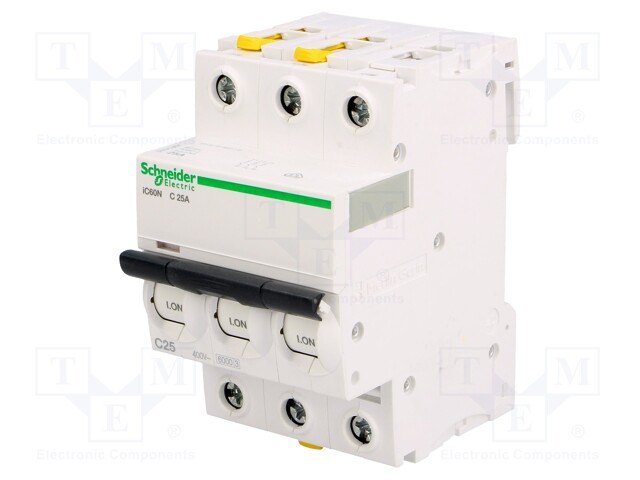 Circuit breaker; 400VAC; Inom: 25A; Poles: 3; DIN; Charact: C; 6kA