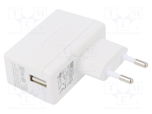 Power supply: switched-mode; 5VDC; 2.4A; Out: USB; 12W; Plug: EU