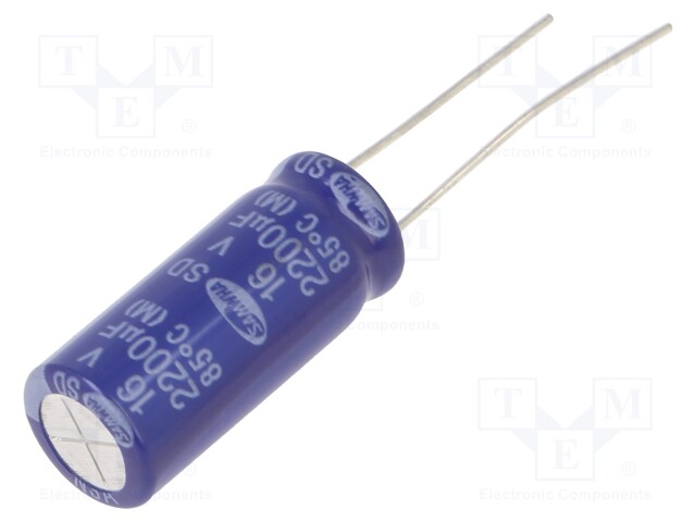 Capacitor: electrolytic; THT; 2200uF; 16VDC; Ø10x25mm; ±20%; 2000h