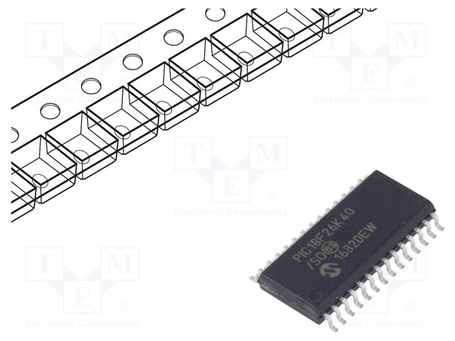 PIC microcontroller; Memory: 64kB; SRAM: 3.64kB; EEPROM: 1024B