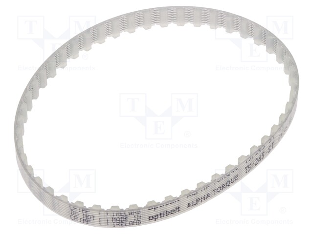 Timing belt; T5; W: 6mm; H: 2.2mm; Lw: 245mm; Tooth height: 1.2mm