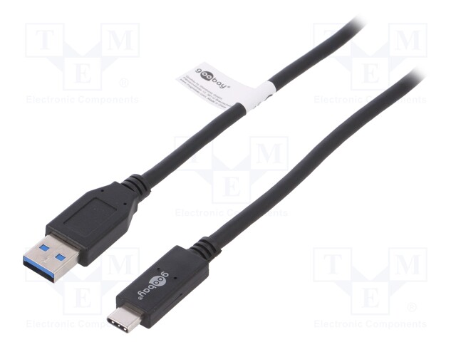 Cable; USB 3.1; USB A plug,USB C plug; 1m; black; 10Gbps