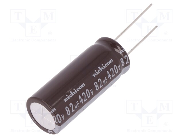 Capacitor: electrolytic; THT; 82uF; 420VDC; Ø16x40mm; Pitch: 7.5mm