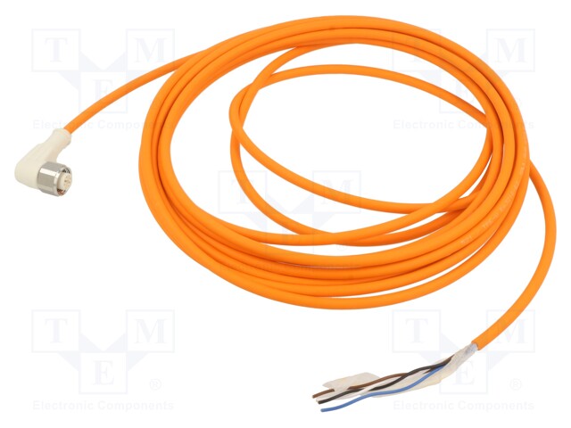 Connection lead; M12; PIN: 4; angled; 5m; plug; -25÷85°C; XZCP