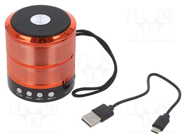 Speaker; red; microSD,USB B micro; Bluetooth 2.1 EDR; 20÷20kHz