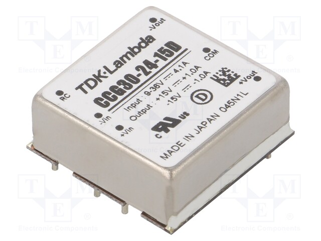 Converter: DC/DC; 30W; Uin: 9÷36V; Uout: 15VDC; Uout2: -15VDC; 20g