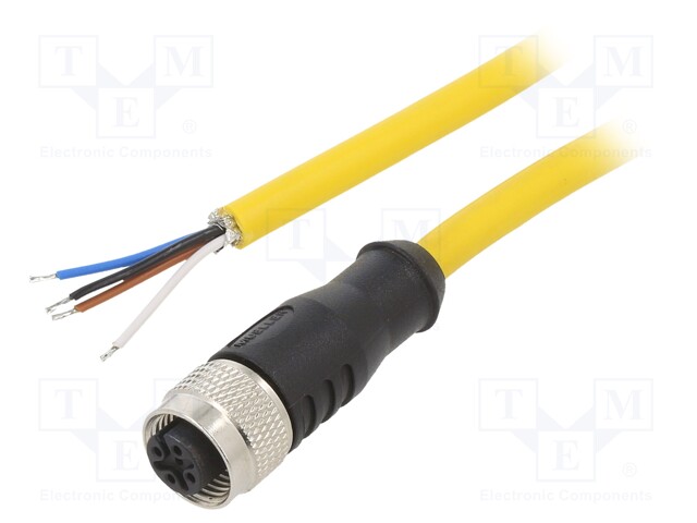 Connection lead; M12; PIN: 4; straight; 5m; plug; 250VAC; 4A; PVC