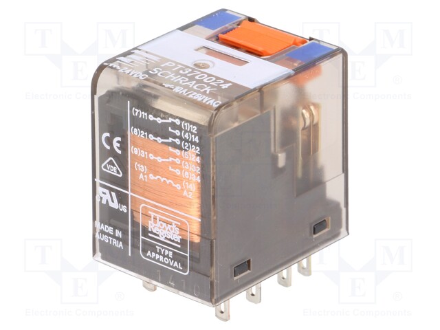 Relay: electromagnetic; 24VDC; industrial; Series: PT