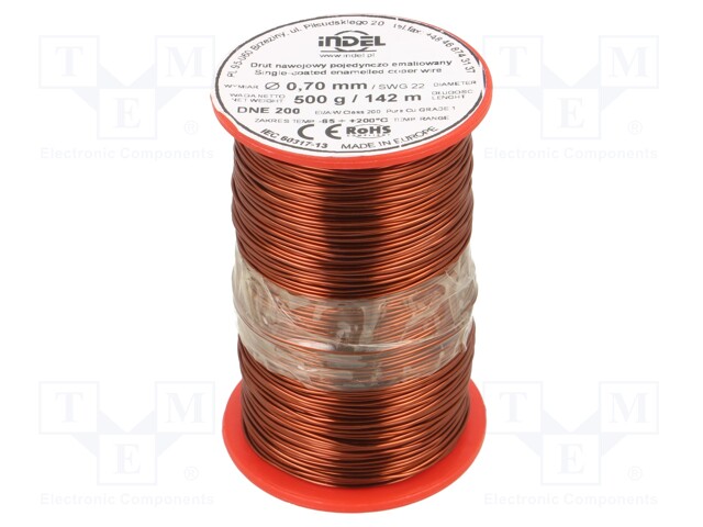 Coil wire; single coated enamelled; 0.7mm; 500g; -65÷200°C