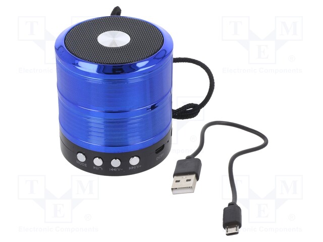 Speaker; blue; microSD,USB B micro; Bluetooth 2.1 EDR; 20÷20kHz