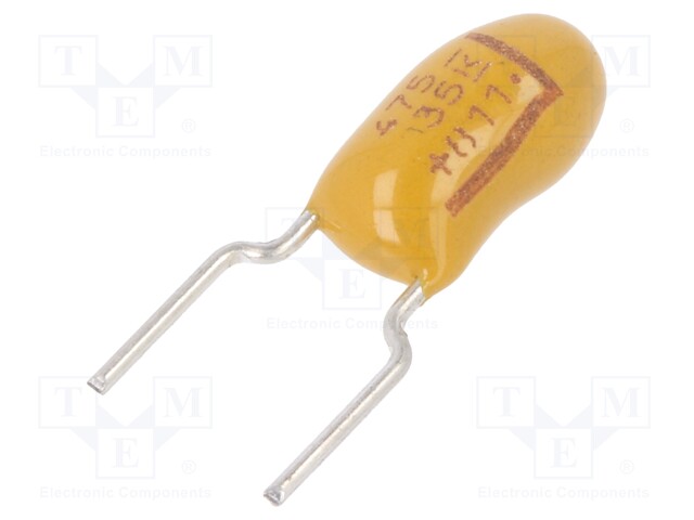 Capacitor: tantalum; 4.7uF; 35VDC; THT; ±20%; -55÷125°C; 5.08mm