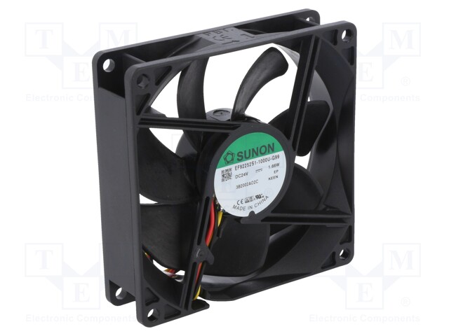 Fan: DC; axial; 24VDC; 92x92x25mm; 87.5m3/h; 34dBA; slide bearing