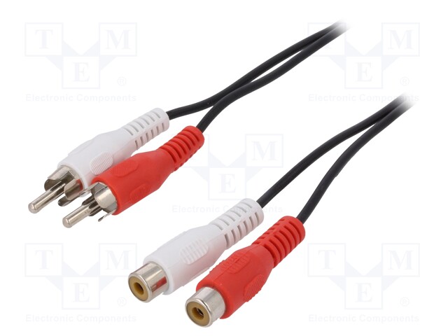 Cable; RCA socket x2,RCA plug x2; 5m; Plating: nickel plated