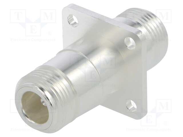 Coupler; N socket x2; 50Ω; flange (4 holes),for panel mounting