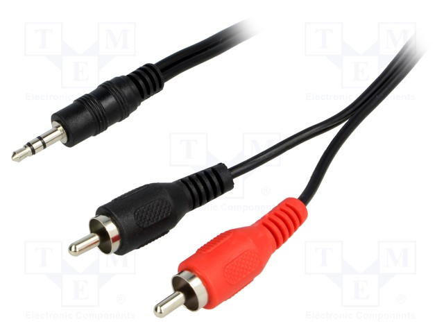 Cable; Jack 3.5mm plug,RCA plug x2; 15m; black