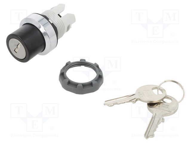 Switch: rotary with key; 22mm; black/silver; Illumin: none; IP66