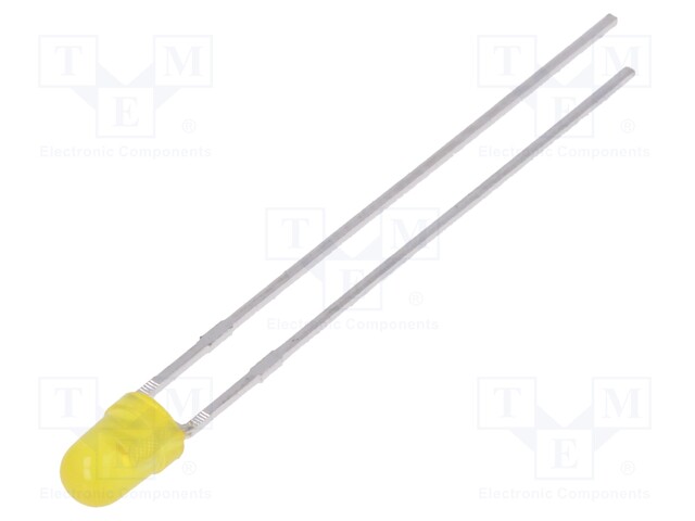 LED; 3mm; yellow; 0.7÷1.5mcd; 50°; Front: convex; No.of term: 2